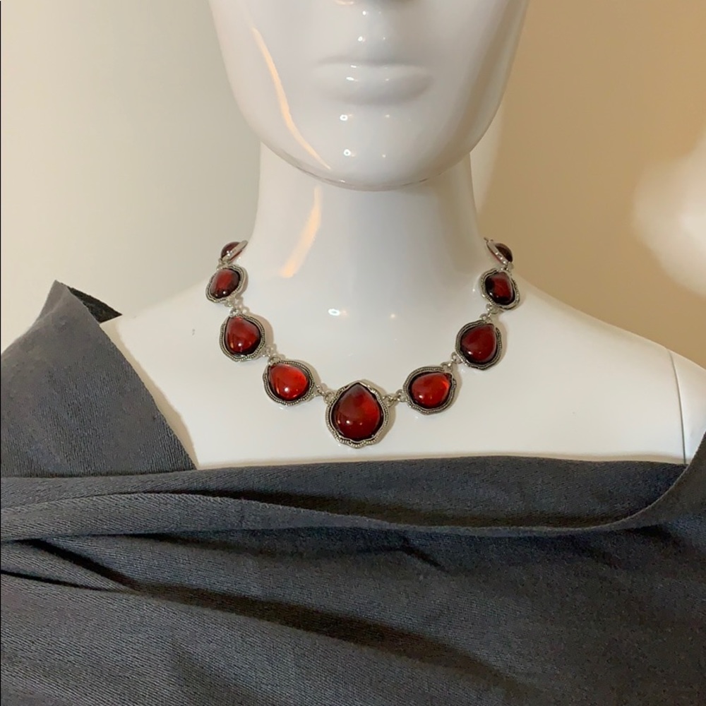 Red stone statement necklace